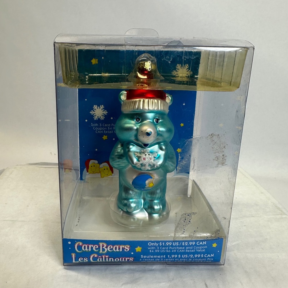 Care Bears Bedtime Bear Glass Christmas Ornament American Greetings Vintage Blue